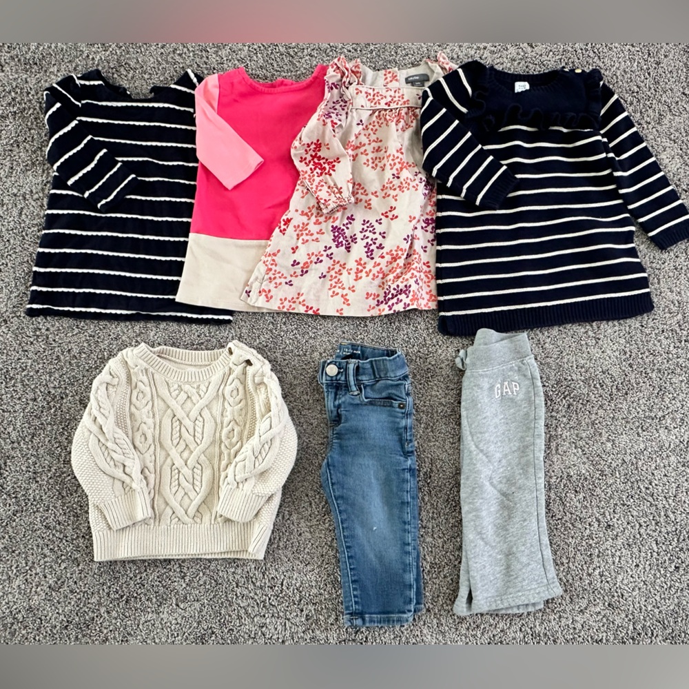12-18months GAP Bundle - 4 Dresses, 1 sweater, 1 denim, 1 sweatpant